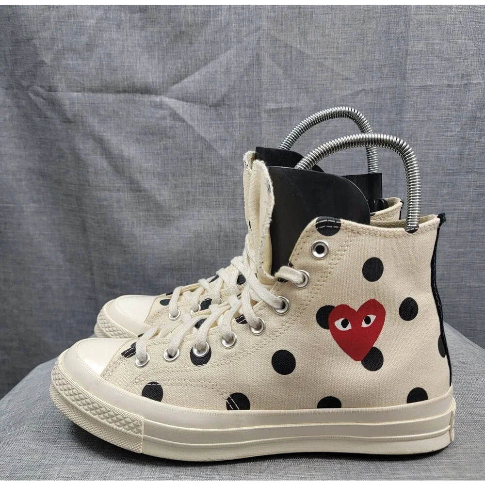 Converse Comme des Garcons PLAY Chuck 70 High Top Polka Dot Cream Wo's 9 Mens 7
